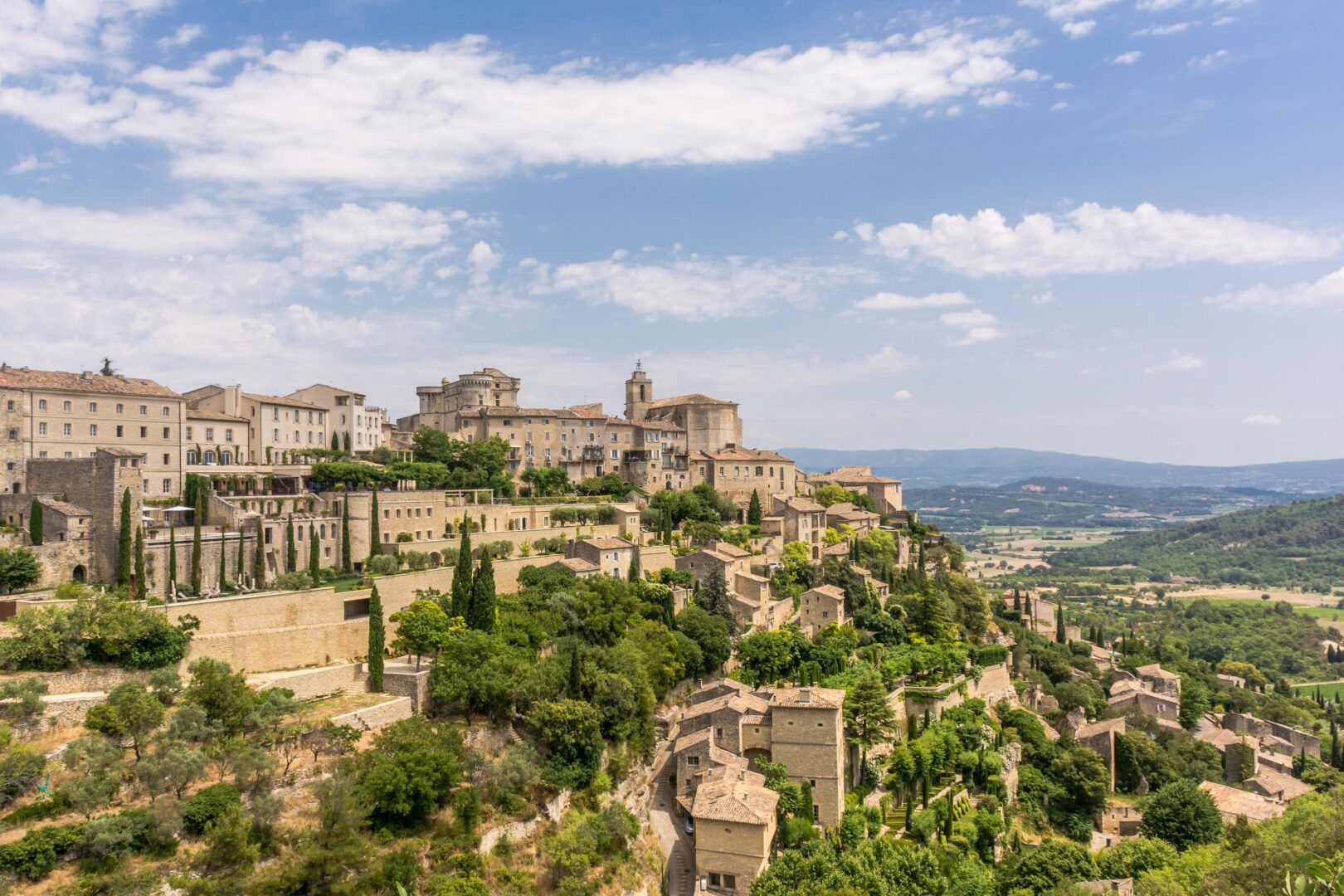 Girlfriends exploring the hilltop village of Gordes in Provence